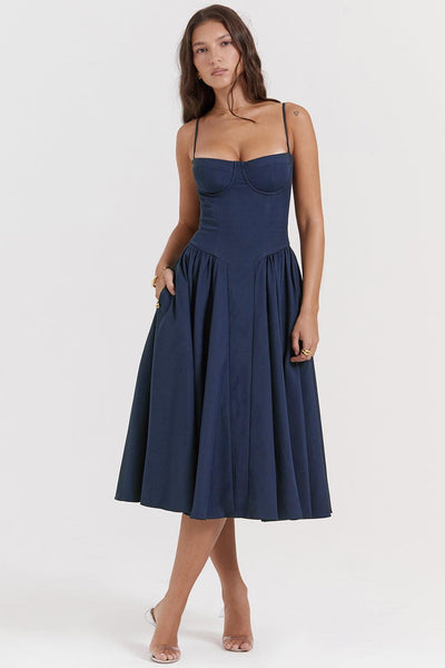 Laluna® Twill Corset Midi Dress