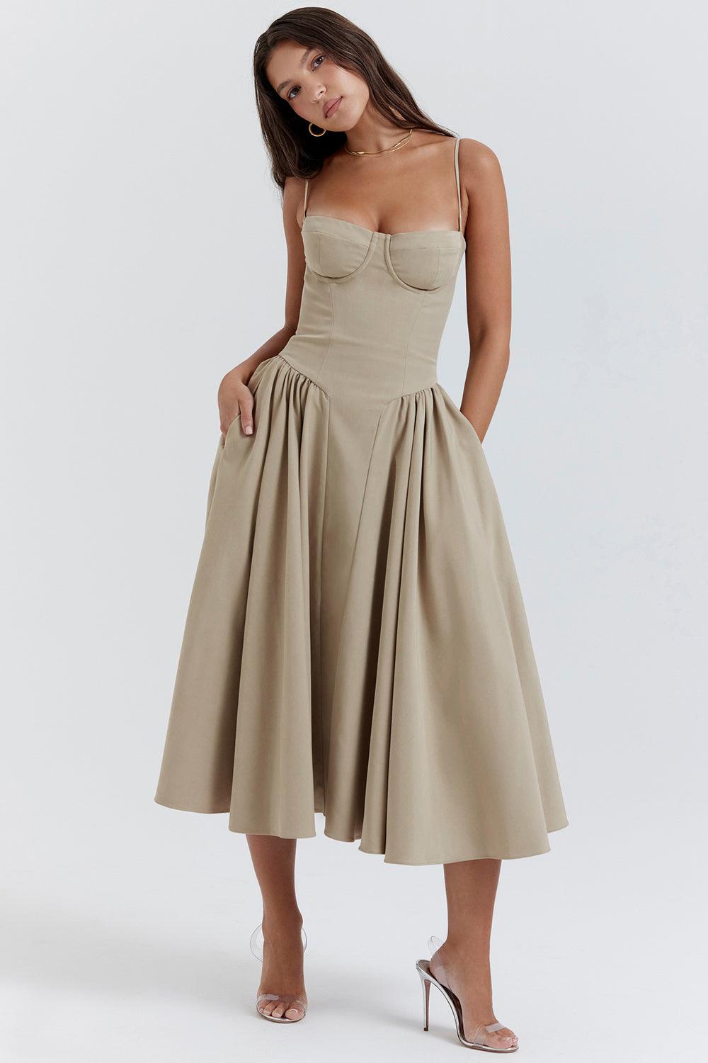 Laluna® Twill Corset Midi Dress