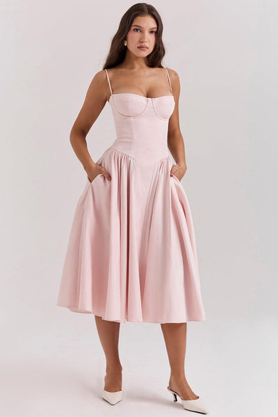 Laluna® Twill Corset Midi Dress