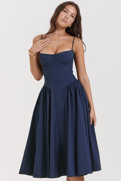 Laluna® Twill Corset Midi Dress