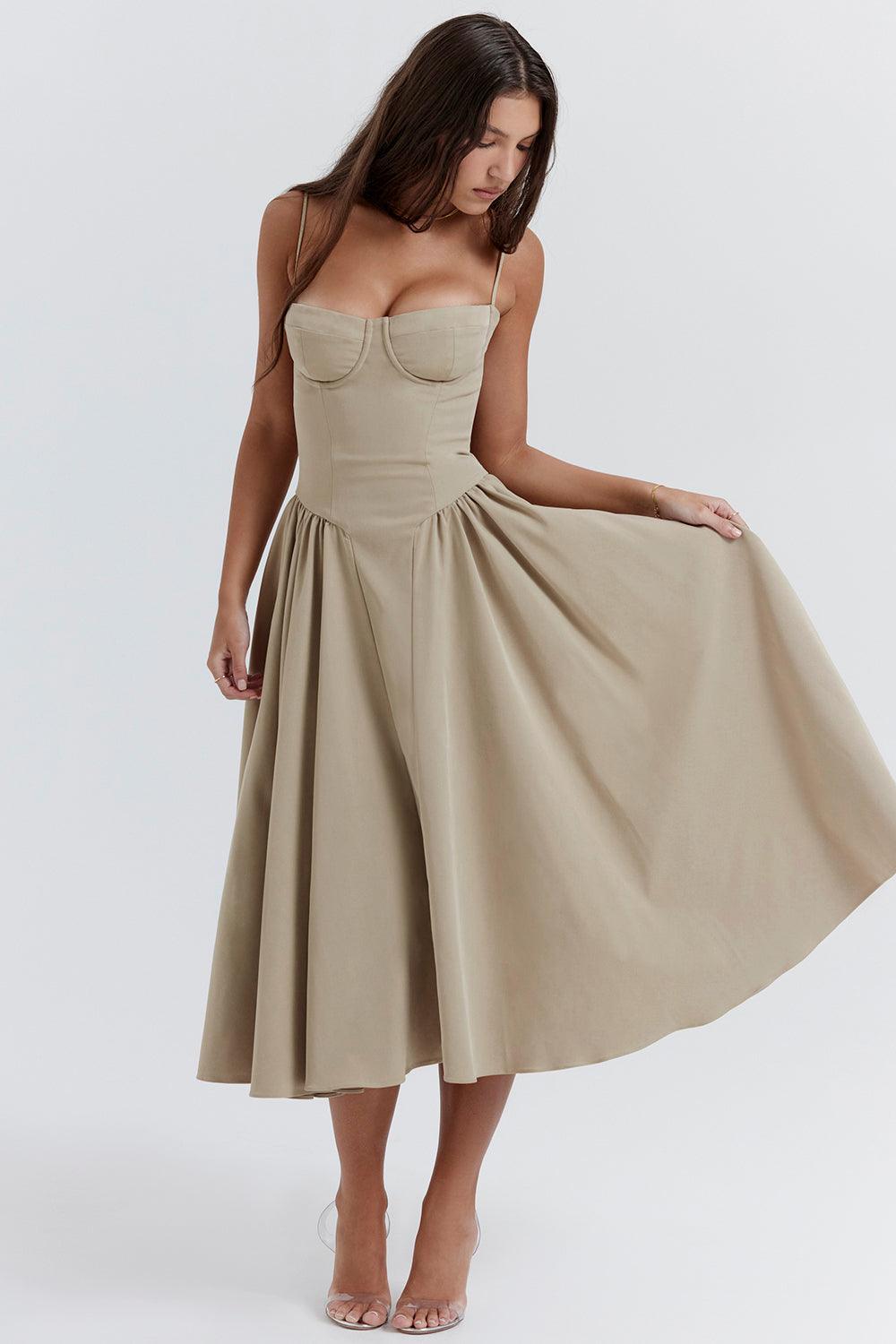 Laluna® Twill Corset Midi Dress