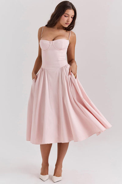 Laluna® Twill Corset Midi Dress