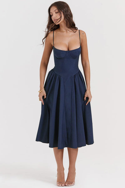 Laluna® Twill Corset Midi Dress
