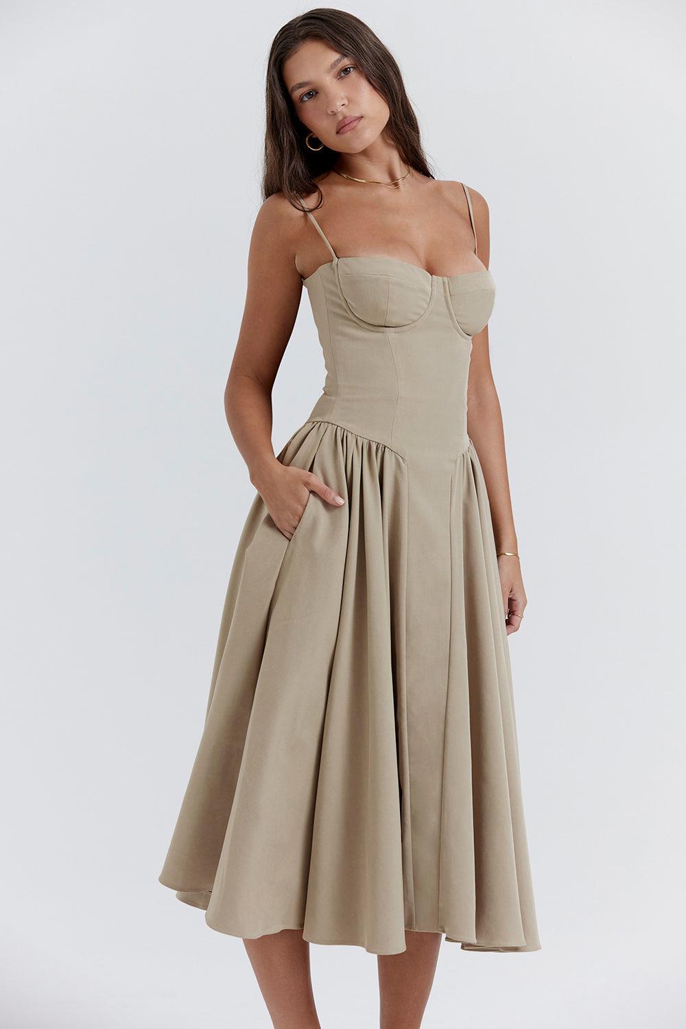Laluna® Twill Corset Midi Dress