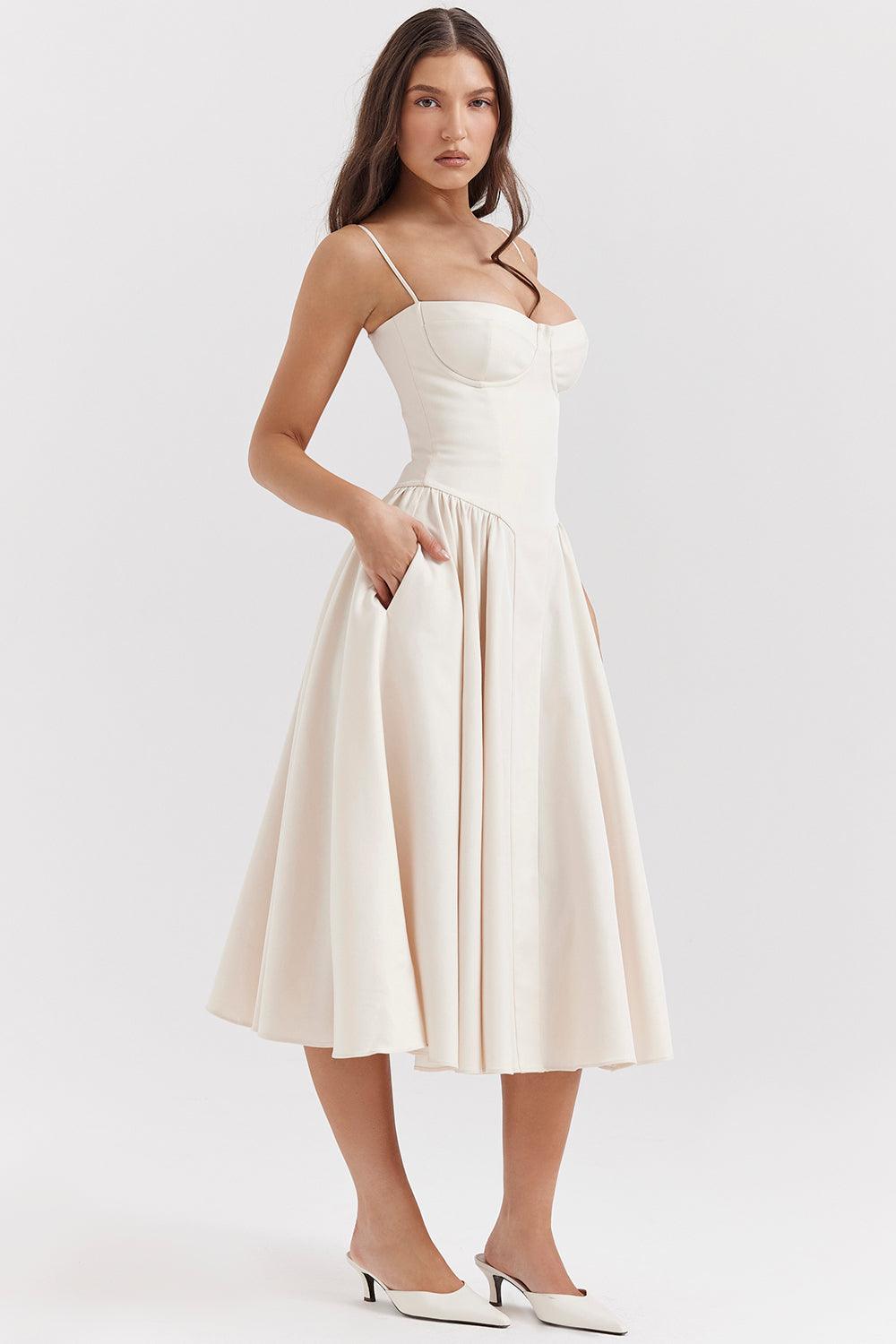 Laluna® Twill Corset Midi Dress