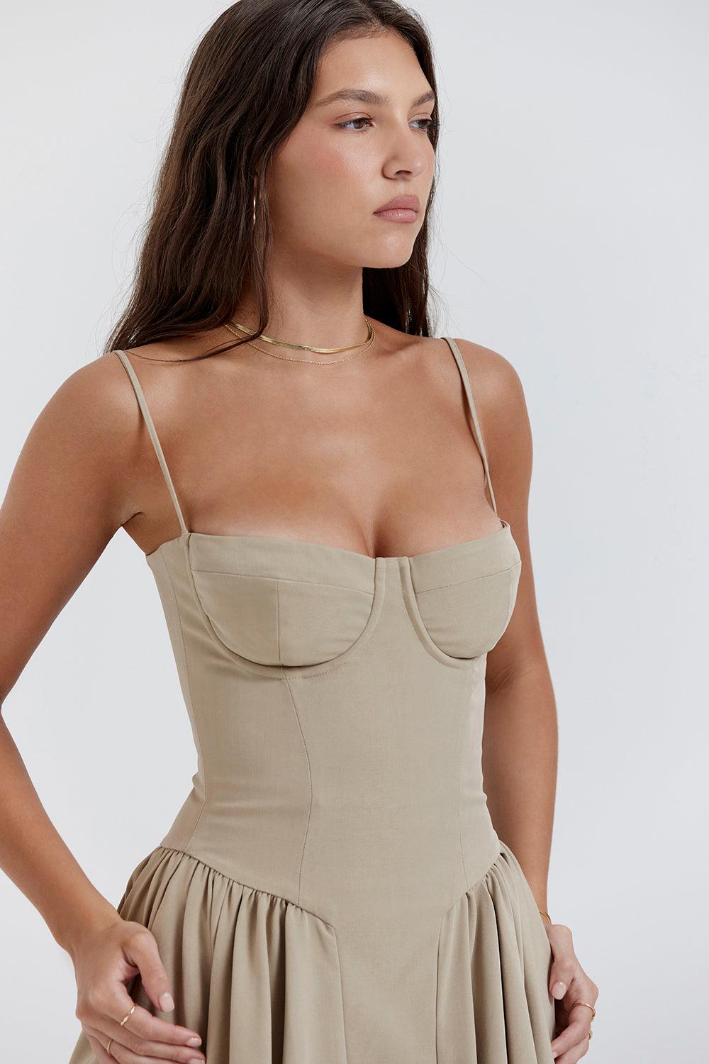 Laluna® Twill Corset Midi Dress