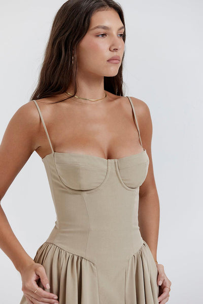 Laluna® Twill Corset Midi Dress