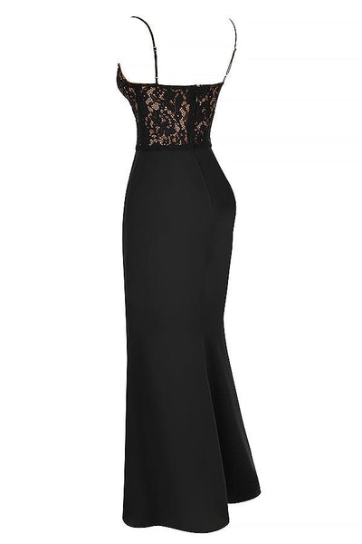 Laluna® | Elegant Black Corset Maxi Dress