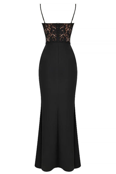 Laluna® | Elegant Black Corset Maxi Dress