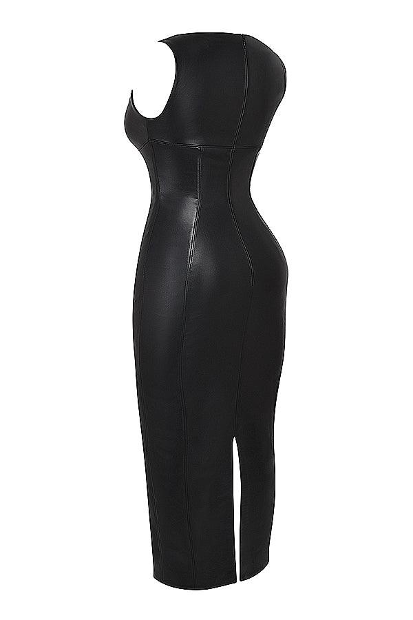 Laluna® | Elegant Leather Maxi Dress