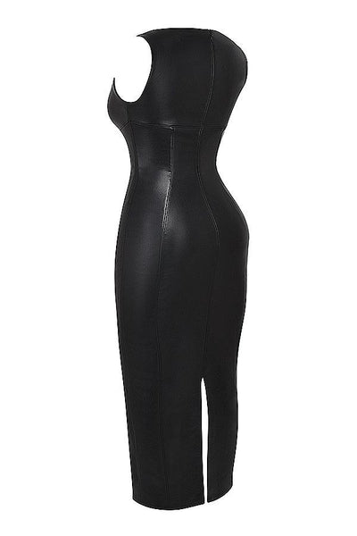 Laluna® | Elegant Leather Maxi Dress