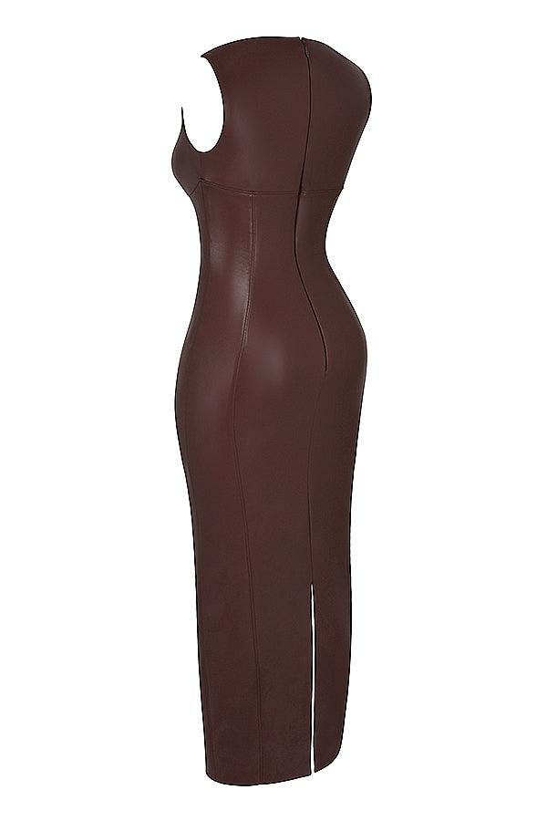 Laluna® | Elegant Leather Maxi Dress