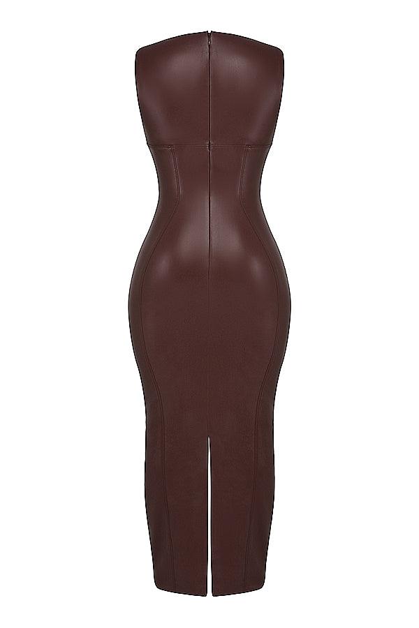 Laluna® | Elegant Leather Maxi Dress