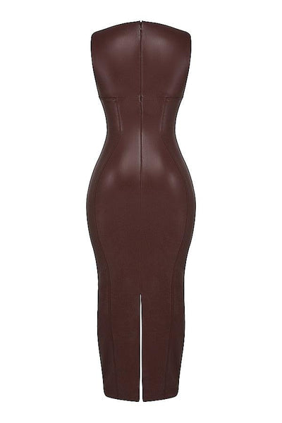Laluna® | Elegant Leather Maxi Dress