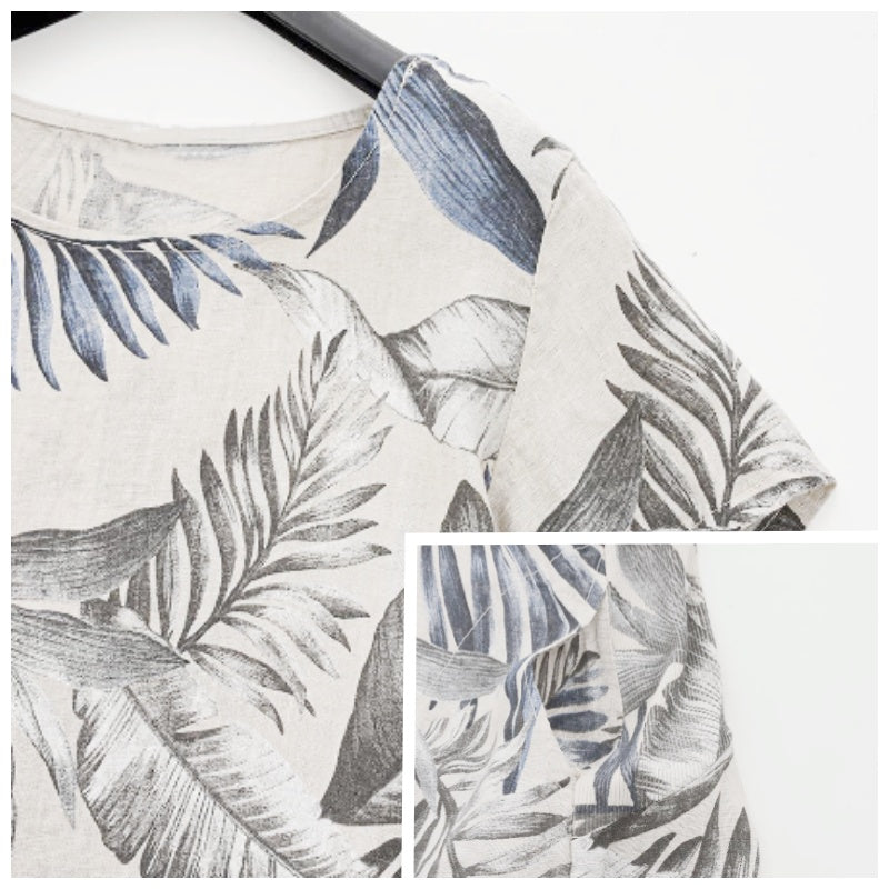 Botanical Print Round Neck Dress