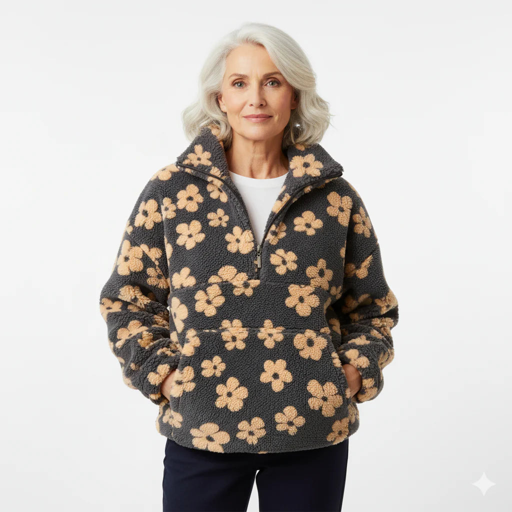 Laluna® | Fleece Sweater with Floral Print