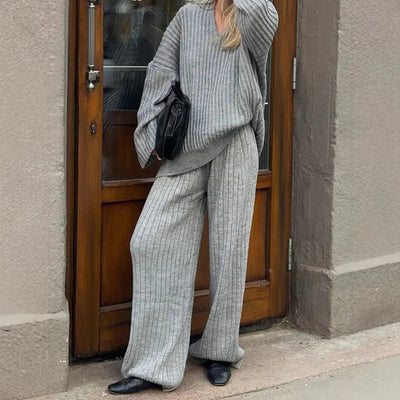 Laluna® V-Neck Jumpsuit with Matching Scarf